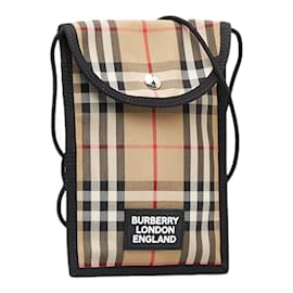 Burberry-Sac bandoulière en coton House Check pour téléphone-Marron