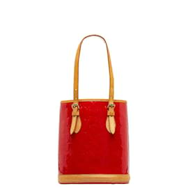 Louis Vuitton-Louis Vuitton Monogram Vernis Bucket PM with Pouch Leather Tote Bag in Good condition-Red