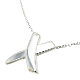 Tiffany & Co-Silver Paloma Picasso Kiss Necklace-Silvery