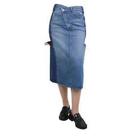 Loewe Falda midi vaquera bicolor azul - talla UK 8 Azul