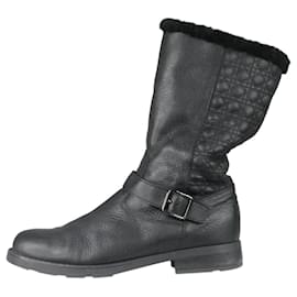 Christian Dior-Black fur boots with buckle detail - size EU 36-Black