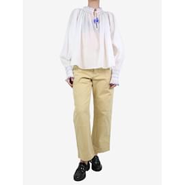 Frame Denim-Pantalón con bolsillos de algodón amarillo pálido - talla UK 12-Amarillo