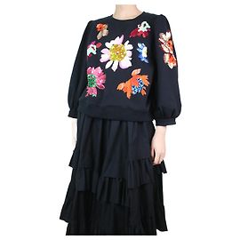 Essentiel Antwerp Black sequin embellished sweatshirt - size UK 10 Black
