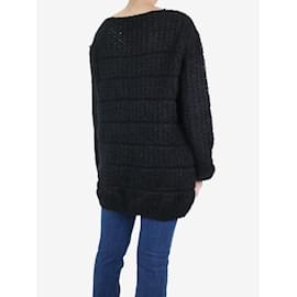 Saint Laurent-Black open-knit mohair jumper - size XS-Black