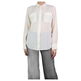 Autre Marque-Blusa de seda color crema con bolsillos - talla M-Crudo