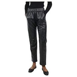 Anine Bing-Pantalon simili cuir élastiqué noir - taille XS-Noir