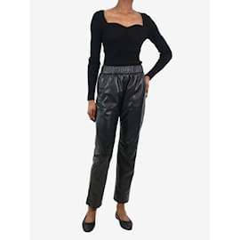 Anine Bing-Black elasticated faux-leather trousers - size XS-Black