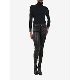 Frame Denim-Black leather skinny jeans - size Waist 27-Black