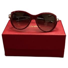 Cartier-Sunglasses-Red,Silver hardware
