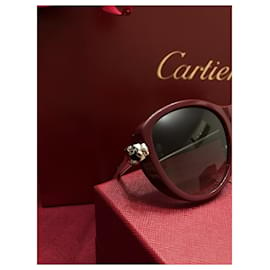Cartier-Sunglasses-Red,Silver hardware