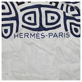 Hermès-Foulard en soie imprimée bleu Hermès-Bleu