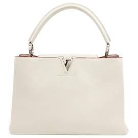 Louis Vuitton-Louis Vuitton White Taurillon Capucines MM-White