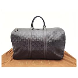 Gucci-Gucci Boston Guccissima Joy Duffle Brown Leather Weekend Travel Bag-Brown