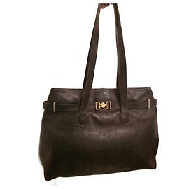 Sac cabas Christian Dior en cuir grainé noir Noir