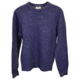 Acne-Acne Studios Melange Crewneck Sweater in Blue Wool-Navy blue
