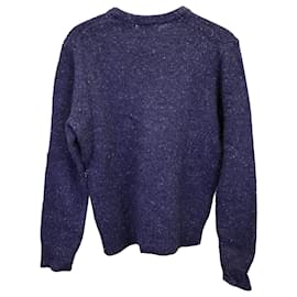 Acne-Acne Studios Melange Crewneck Sweater in Blue Wool-Navy blue