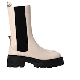 Sergio Rossi-Sergio Rossi Milla Platform Boots in White Leather -White,Cream