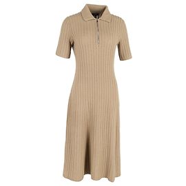 Vestido midi misto de manga curta Theory em lã bege Marrom