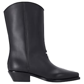 Dior-Dior L.A. Cowboy Ankle Boots in Black Leather-Black