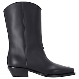 Dior-DiorL.UMA. Botins Cowboy em Couro Preto-Preto