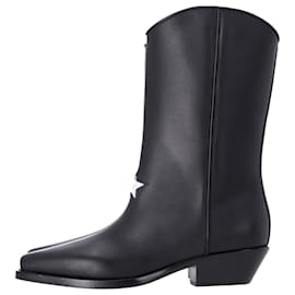 Dior-Dior L.A. Cowboy Ankle Boots in Black Leather-Black