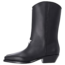 Dior-Dior L.EIN. Cowboy-Stiefeletten aus schwarzem Leder-Schwarz