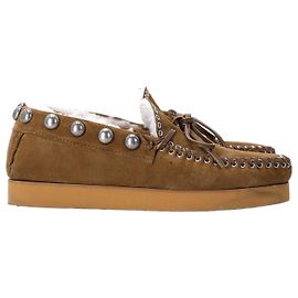 Isabel Marant Forley Shearling-Lined Moccasins in Beige Suede Beige