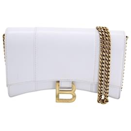 Balenciaga-Balenciaga Hourglass Wallet On Chain in White Box calf leather Leather-White