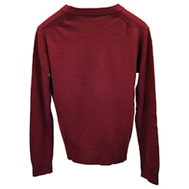 Acne-Acne Studios Face-Patch Sweater in Red Cotton-Red