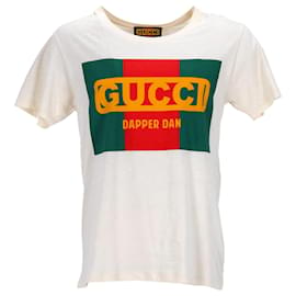 Gucci-Gucci x Dapper Dan Graphic Print T-Shirt in Cream Cotton-White,Cream