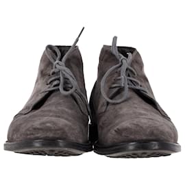 Tod's-Tod's Ankle Desert Boots in Grey Suede-Brown