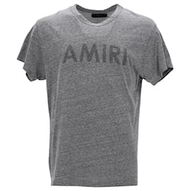 Amiri-Camiseta Amiri Logo em Algodão Cinza-Cinza