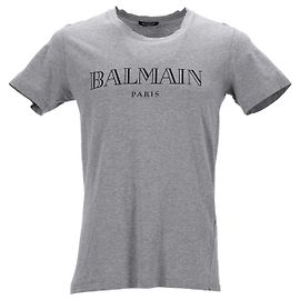 Camiseta con logo de Balmain en algodón gris Gris