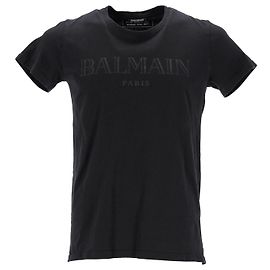 Camiseta con logo de Balmain en algodón negro Negro