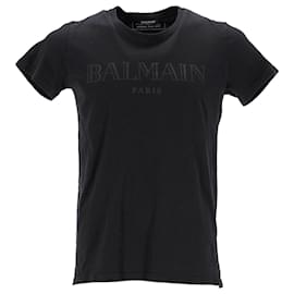 Balmain-T-Shirt Balmain Logo en Coton Noir-Noir