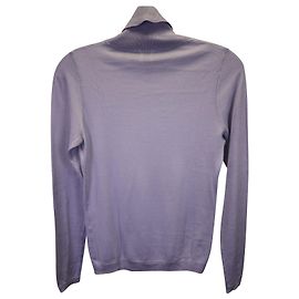 Iris & Ink Knitted Turtleneck Top in Blue Silk Blue