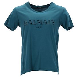 Camiseta con logo de Balmain en algodón verde Verde