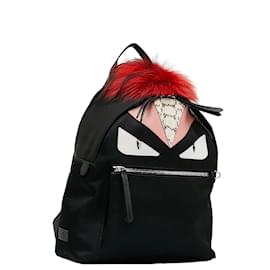 Fendi-Nylon & Leather Monster Backpack 8BZ035-Black