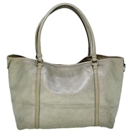 Gucci-GUCCI GG Implement Canvas Tote Bag Silver 197953 auth 60394-Silvery