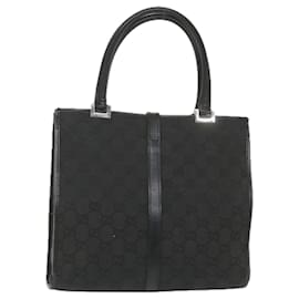 Gucci-GUCCI GG Canvas Jackie Hand Bag Black 002 1065 Auth ep2440-Black