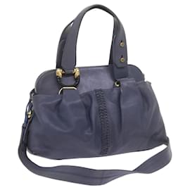 Bulgari-BVLGARI Borsa A Tracolla In Pelle 2modo Blu Auth bs9841-Blu