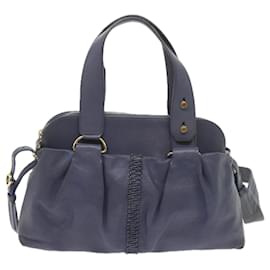 Bulgari-BVLGARI Shoulder Bag Leather 2way Blue Auth bs9841-Blue