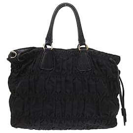 Prada-PRADA Bolso De Mano Fruncido Nylon 2camino Negro Auth ki3729-Negro