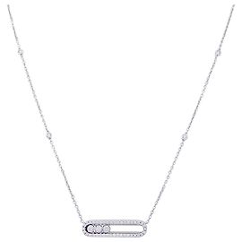 Collier Messika, "Baby Move Pavé", or blanc diamants. Autre