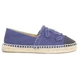 Chanel-Leather espadrilles-Navy blue
