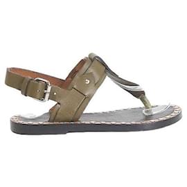 Isabel Marant-Sapatos de sandália de couro-Caqui
