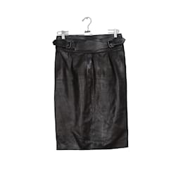 Saint Laurent-Leather skirt-Black