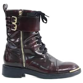 Louis Vuitton-Leather boots-Dark red