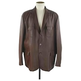 Loro Piana-Leather coat-Dark red