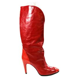 Givenchy-Leather cowboy boots-Red